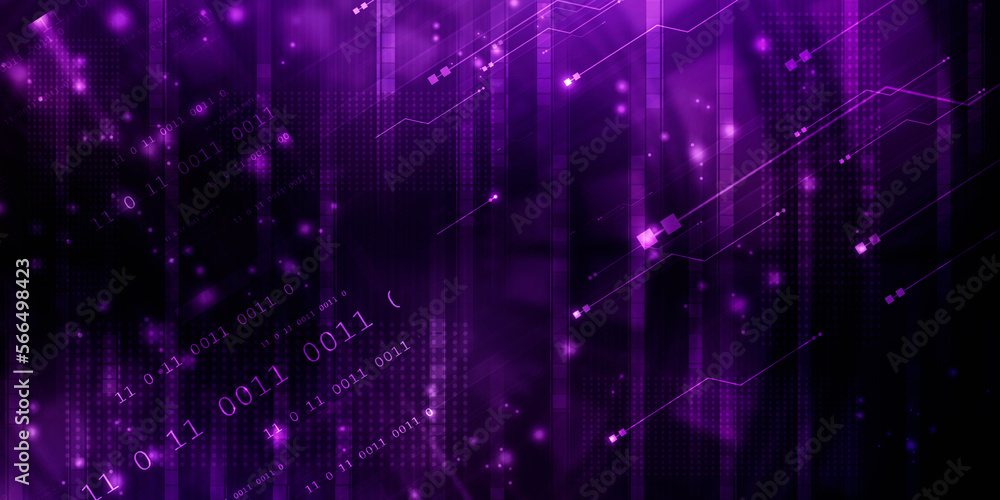 Poster 2d illustration abstract digital binary data on computer screen