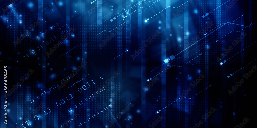 Poster 2d illustration abstract digital binary data on computer screen