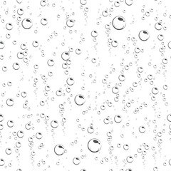 Cartoon soap bubbles seamless pattern. Effervescent oxygen bubbles, bath suds, fizzy soda or drink. Hand drawn vector illustration.