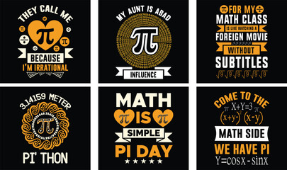 Pi Day T-shirt Design Bundle. Pi t-shirt. Math T shirt design. Pi day Vector Graphics