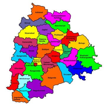 High resolution transparent map of  Indian state Telangana