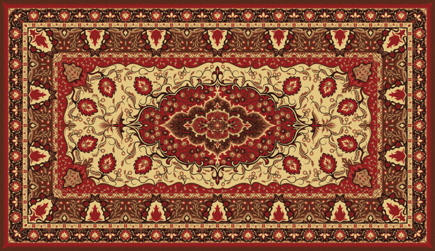 Persian carpet texture. Abstract tribal modern ornament background. Colored vector illustration.