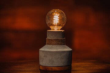 Edison Lightbulbs Style on Concrete Art