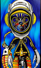 Generative AI , pop art vibrant color alien astronaut