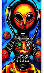 Generative AI , pop art vibrant color alien astronaut