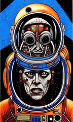 Generative AI , pop art vibrant color alien astronaut