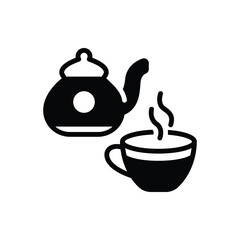 Black solid icon for tea