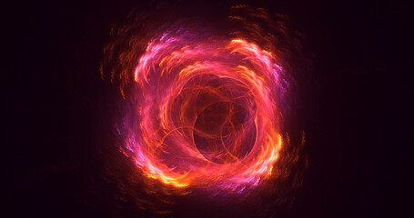 3D rendering abstract multicolored fractal light background with bright center