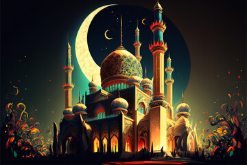 Islamic Mosque, Ramdan Background, Holy, Generative AI