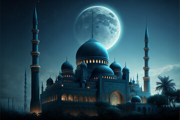 Islamic Mosque, Ramdan, Background, Generative AI