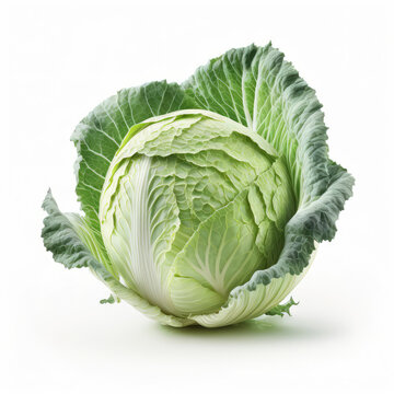 white cabbage isolated on white background.Generative AI