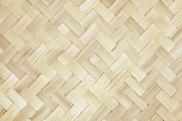 Old bamboo weave texture background, pattern of woven rattan mat in vintage style.