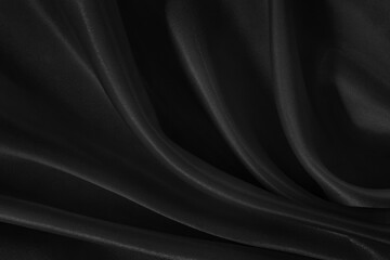 Black grey fabric texture background, detail of silk or linen pattern.