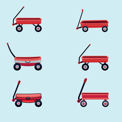 Red Wagon Illustrations Clip Art Hugh Collection Design, With White Background, Creative 3D Illustration Vector Design With Free Concept