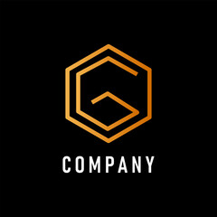 Design creative logo hexagon combined letter G