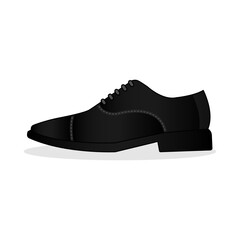 Man Leather Shoes. Pantofel black shoes vector. On white background.