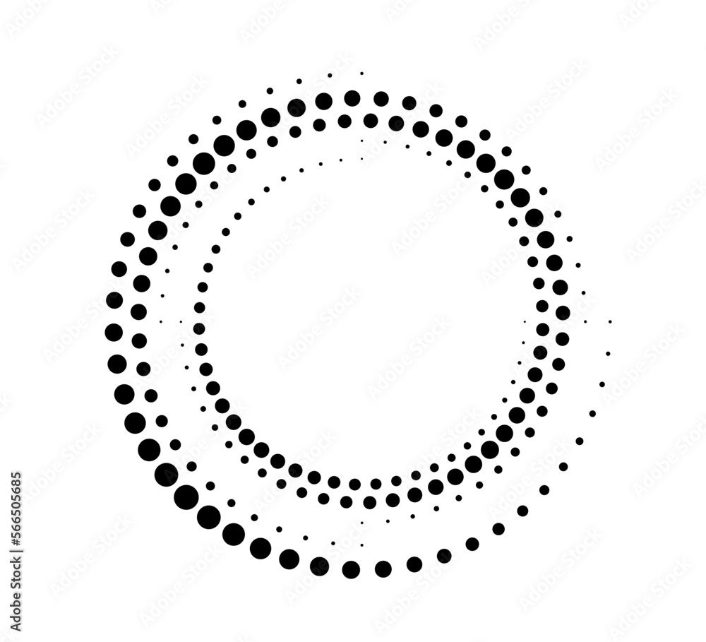 Poster dotted gradient circle. halftone effect circular dotted frame. progress round loader. half tone circ