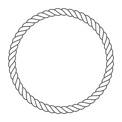 Round rope frame. Circle ropes, rounded border and decorative marine cable frame circles.