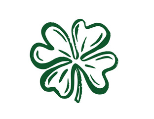Retro Style Emblems leaf clover,  St. Patrick's Day, hand drawn Illustration.
