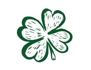 Retro Style Emblems leaf clover,  St. Patrick's Day, hand drawn Illustration.
