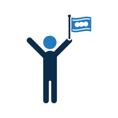 Man waving flag icon.