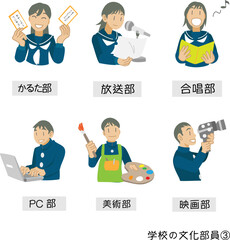 学校の文化部員のアイコン素材③