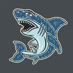 Shark vector colored illustration isolated on dark background