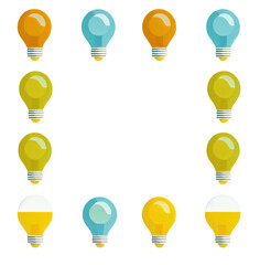 Illuminating Your Ideas: Multi-Color Light Bulb Frame Transparent Copy Space, generative ai