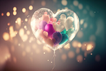 Abstract background with hearts balloons - Love and party concept - Generative Ai