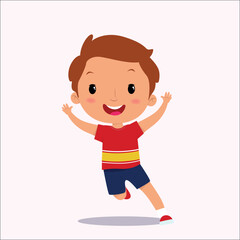 cute little kid run and feel happy
