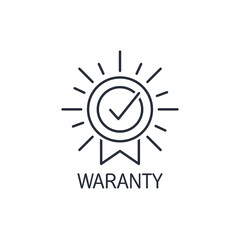 badge warranty  with check .  Vector linear icon isolated on white background.