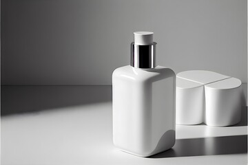 bottle isolated on black, generative ai, isolated 3d bottle, makeup container, liquid, clean, dispenser, gel, skin
