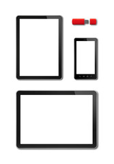 smartphone and digital tablet pc mockup template. Isolated on transparent