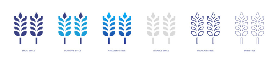 Fiber icon set full style. Solid, disable, gradient, duotone, regular, thin. Vector illustration and transparent icon.