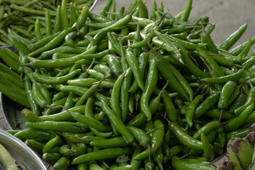 Fresh raw red hot chilli peppers