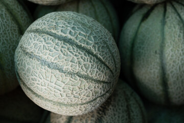 fresh muskmelons in a supermarket