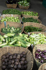 Close up of various colorful raw vegetables