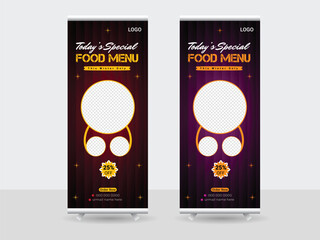 Food roll-up business promotion menu and restaurant banner template