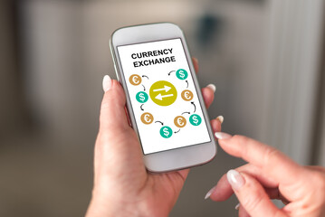 Currency exchange concept on a smartphone