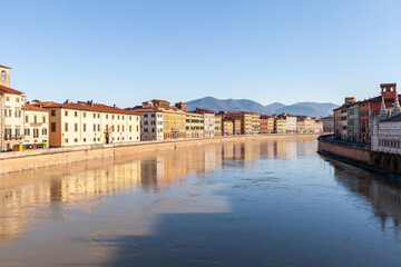 Lungarno view in the city of Pisa
