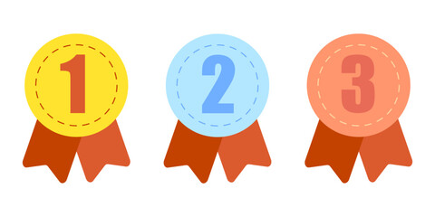 Award ribbon icon 1,2,3 place set