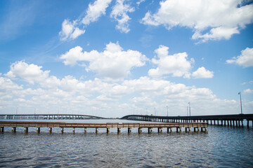 Fototapeta na wymiar Walkways and bridges over the waterways of Florida