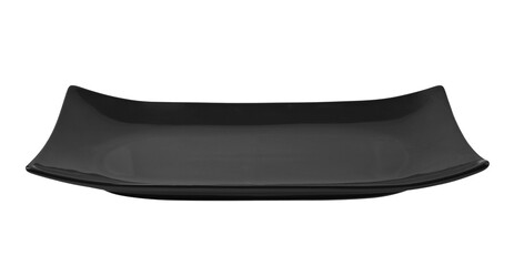 Black rectangle ceramic plate on transparent png..