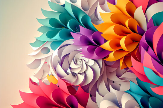 colorful paper cut style background, generative AI.