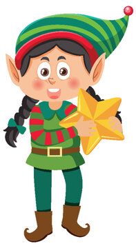 Christmas elf girl cartoon character