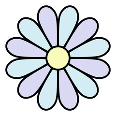 Inflorescence of a flowering plant. Flower head. Blossoming blue petals. Opened flower bud. Color vector illustration. Cartoon style. Isolated background. Idea for web design.