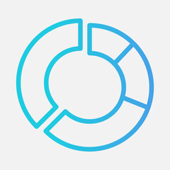 Pie chart icon in gradient style, use for website mobile app presentation