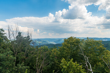 View from Vysoky Ostry hill in Cesks stredohori mountains near Usti nad Labem city in Czech republic - obrazy, fototapety, plakaty
