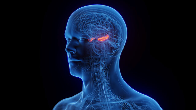 3D rendered medical illustration of a man's hippocampus