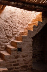 Alula Old Town City, Saudi Arabia. Alula's 900 years old stairs from a House in the restored area of the Town in Saudi Arabia. Medinah Area. 